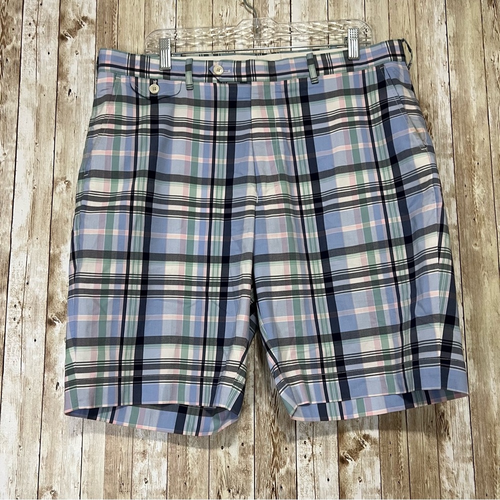 RLX Ralph Lauren Men's Blue Plaid Shorts Gold Size 36